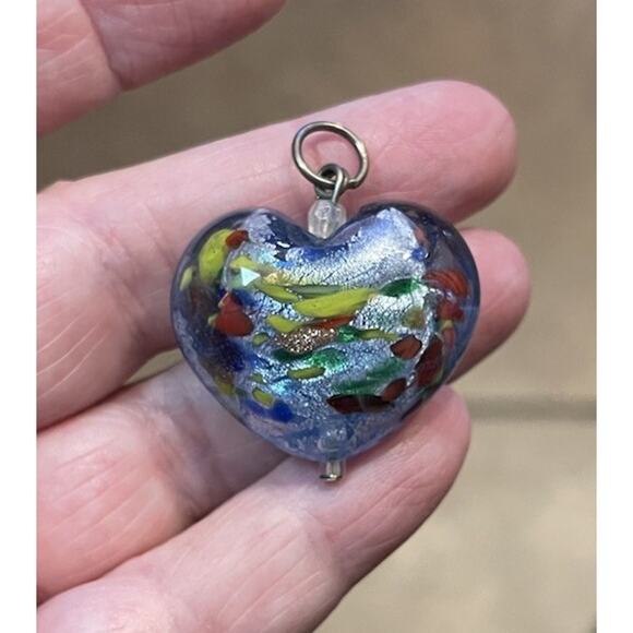 Murano Confetto Heart Pendant-Made In Italy-Venezia - Picture 1 of 6